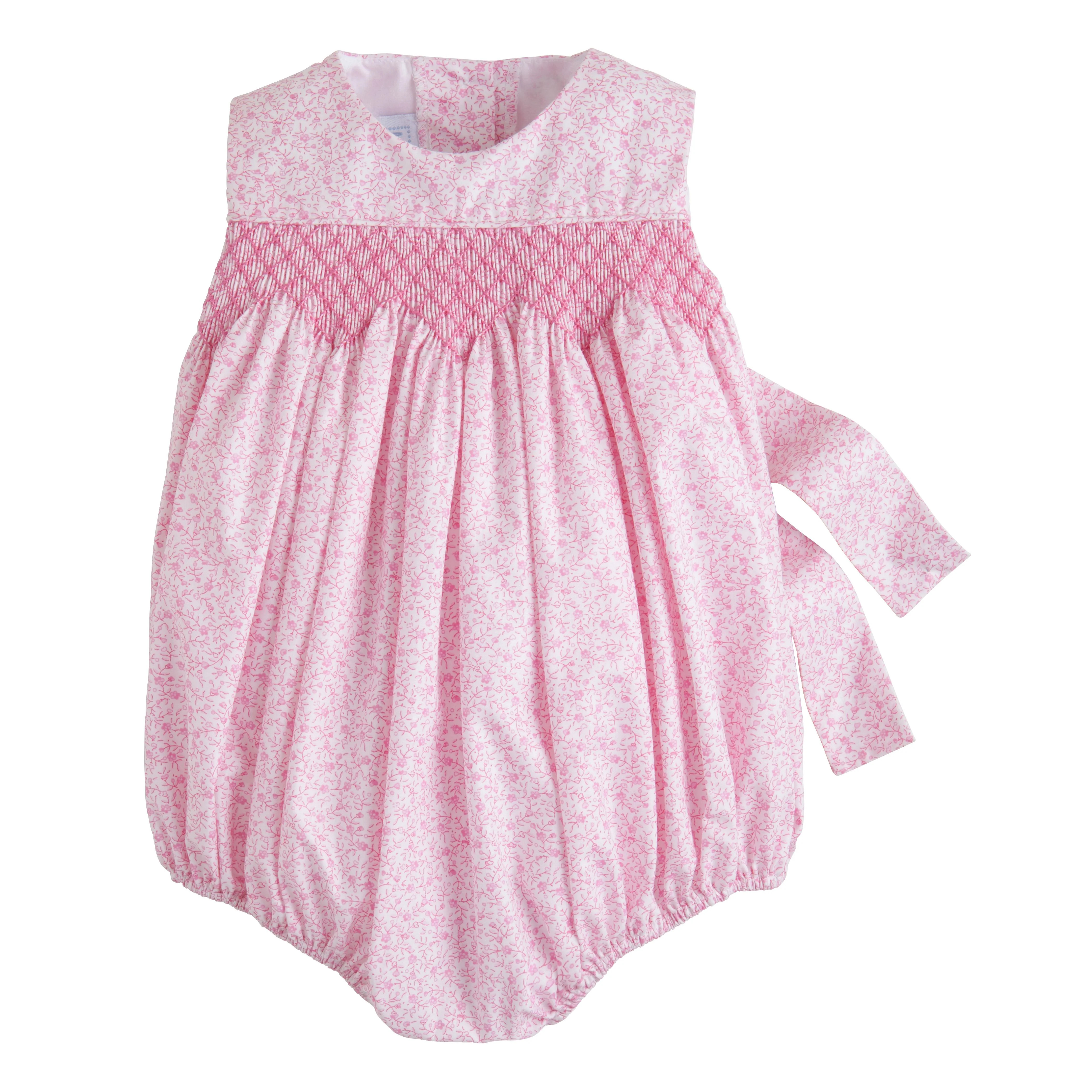 Little English Simply Smocked Bubble- Pink Vinings | JoJo Mommy