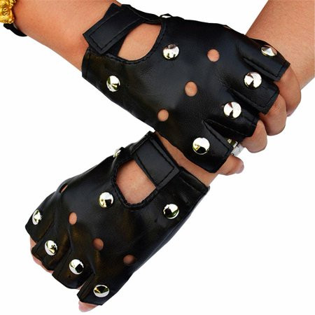 Atralife Men s Half Finger Leather Gloves Men Half Finger Biker Driving Faux Black Punk Fingerless G | Walmart (US)