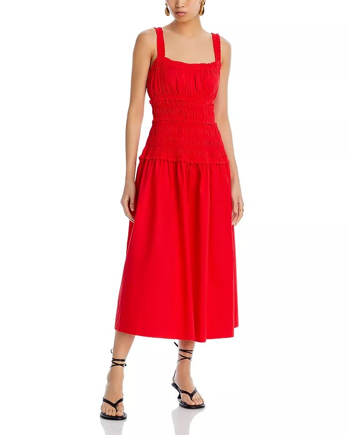 Cotton Poplin Gathered Midi Dress - 100% Exclusive | Bloomingdale's (US)