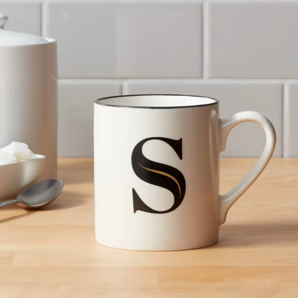 16oz Stoneware Monogram Mug White - Threshold™ | Target