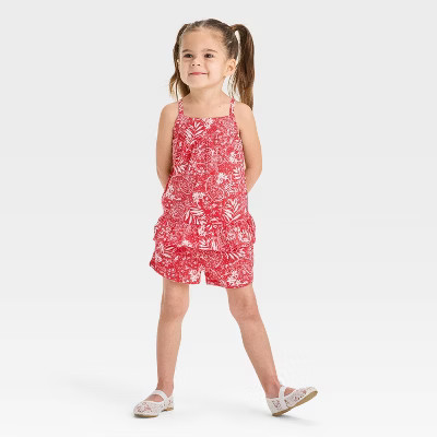 OshKosh B'gosh Toddler Girls' Sleeveless Paisley Woven Top and Shorts Set - Red | Target