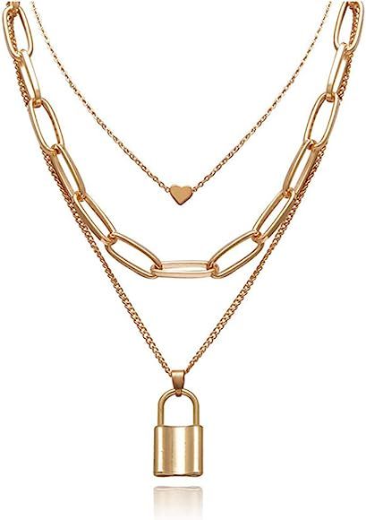 CIBIRICH Chunky Necklaces for women Punk Chain Gold Statement Collar Necklace | Amazon (US)