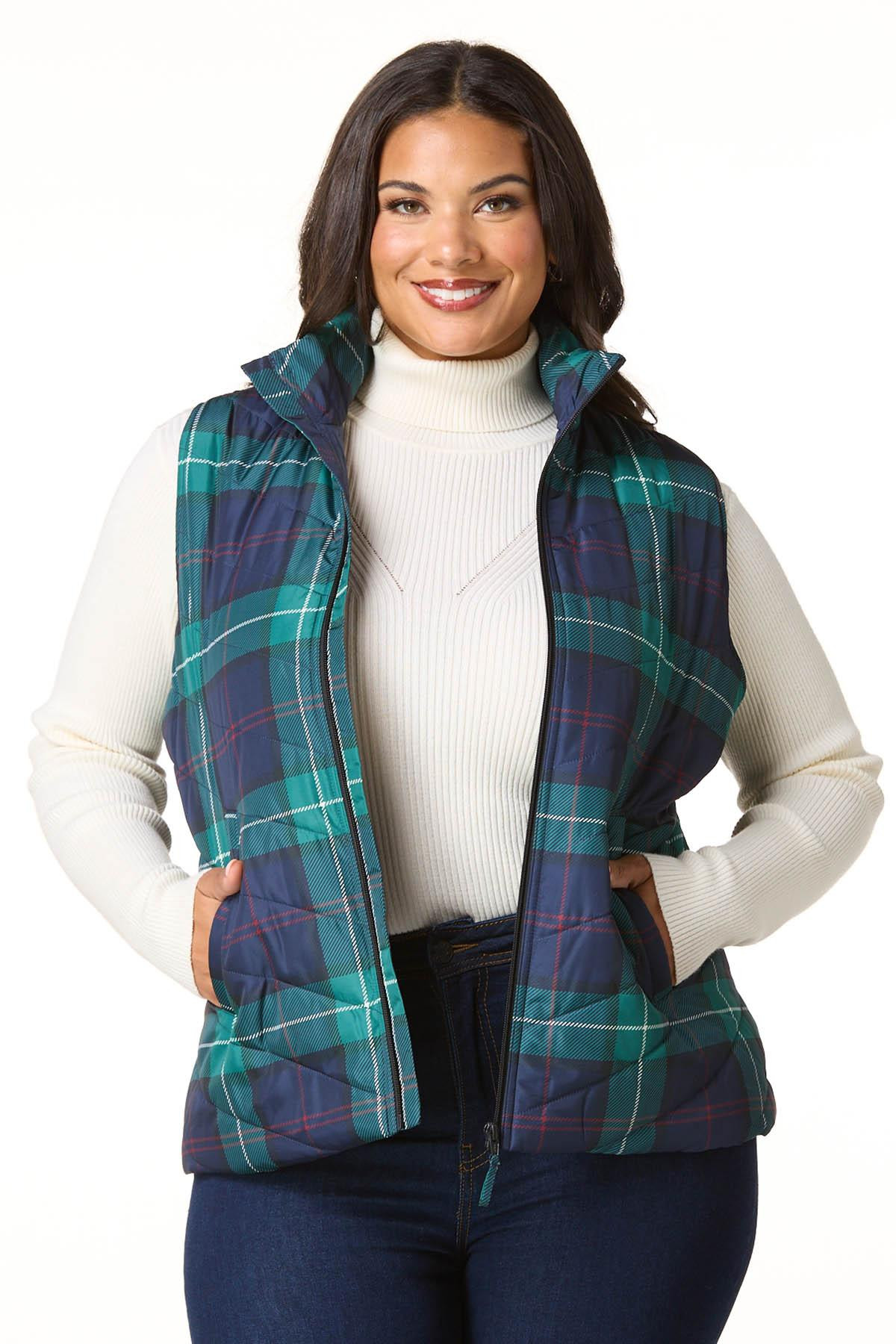Plus Size Plaid Puffy Vest | Cato Fashions