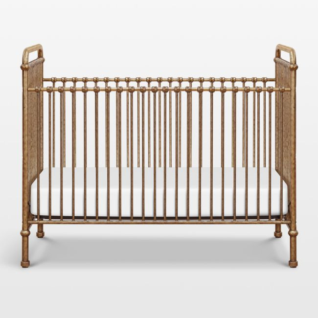 Namesake Abigail Vintage Gold Iron 3-in-1 Convertible Baby Crib | Crate & Barrel