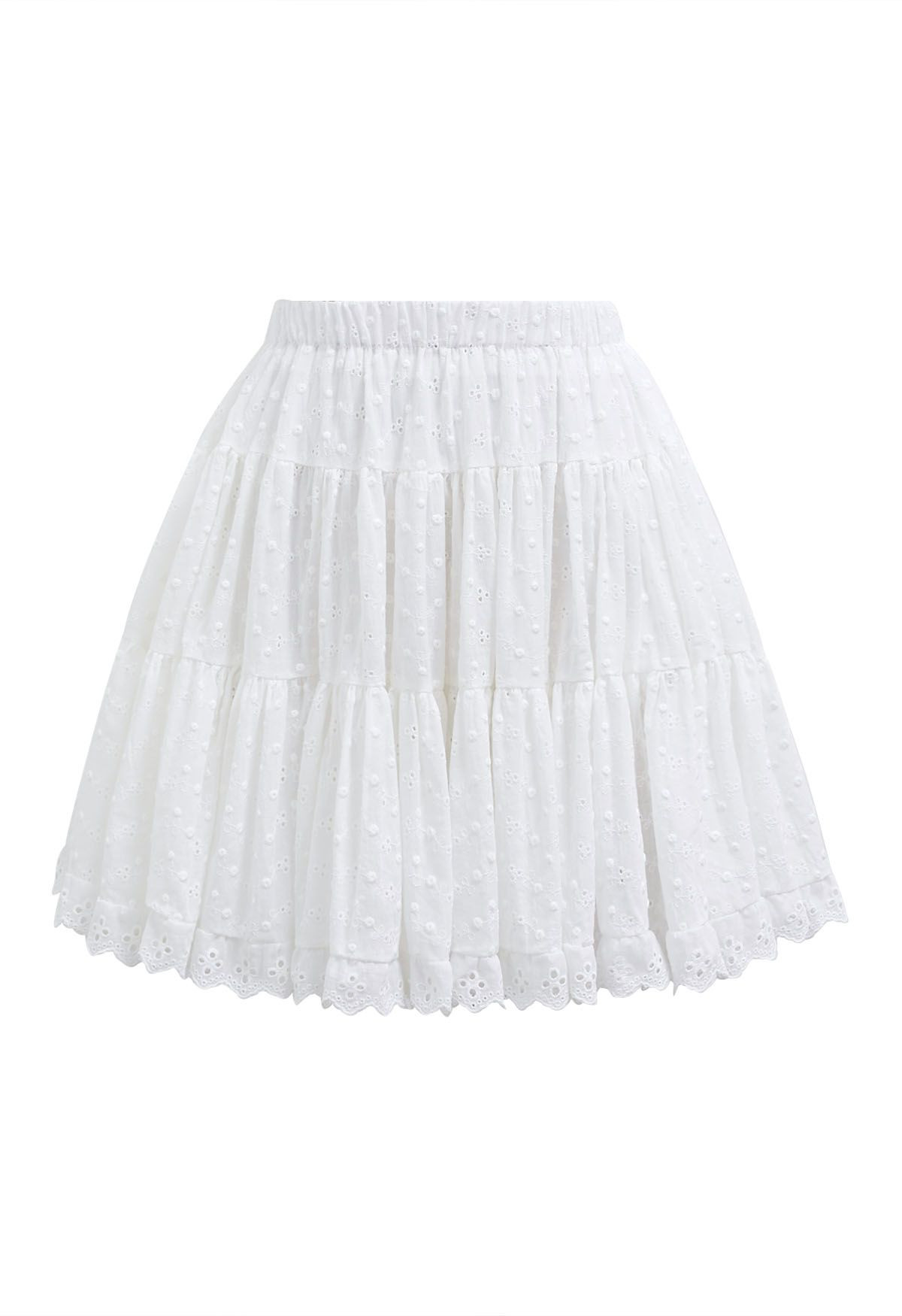 Eyelet Embroidered Flare Mini Skirt | Chicwish