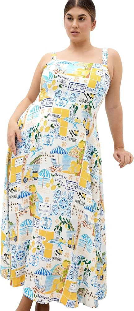 City Chic Plus Size Dress - Collins Amalfi Print Maxi | Amazon (US)