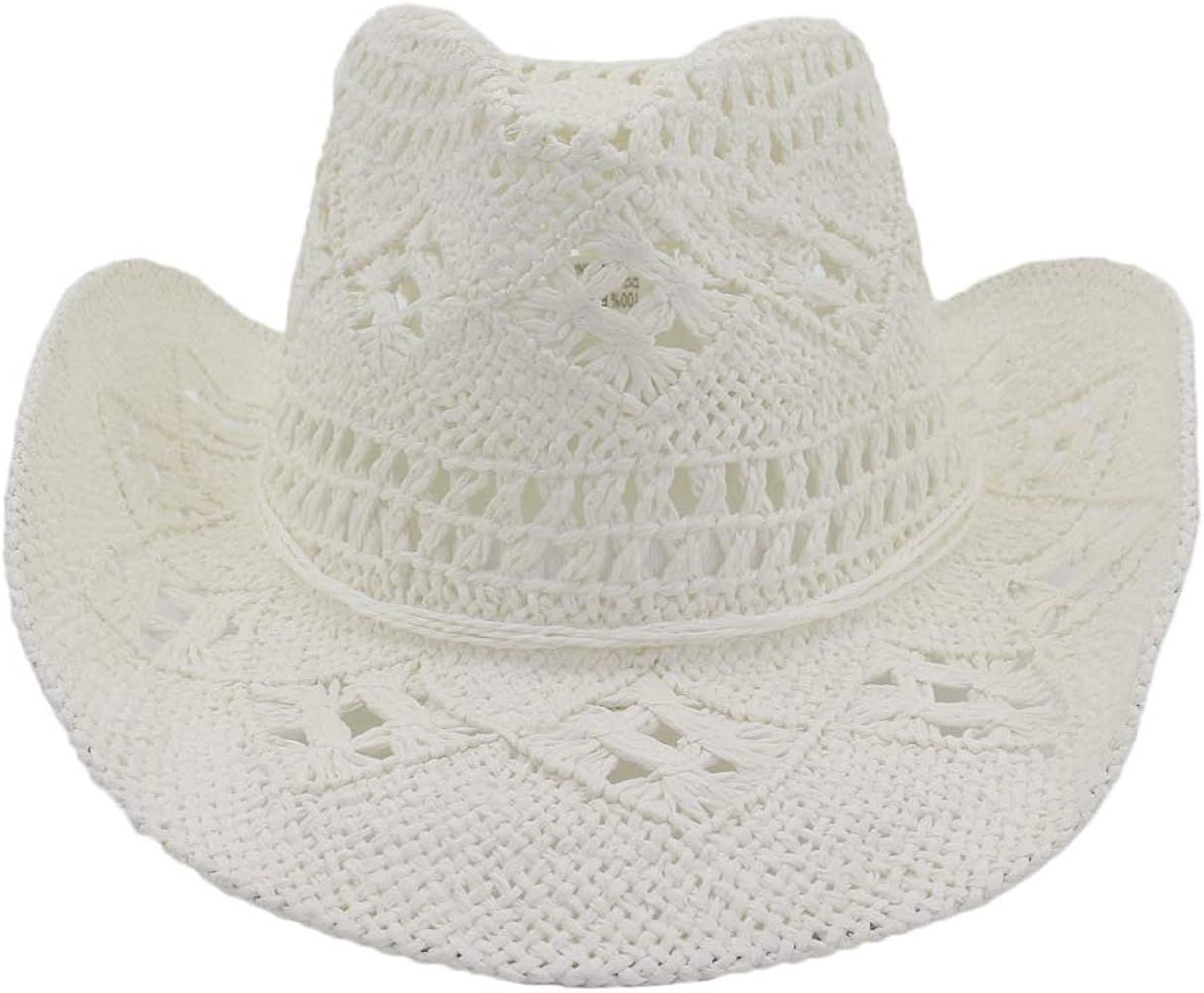 Womens Shapeable Brim Straw Hat Travel Sunscreen Wide Brim Summer Beach UV Protection Cowboy Hat | Amazon (US)