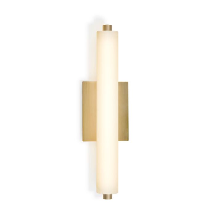 Ronan 20" Linen Glass LED Vanity Light, Aged Brass | Lights.com