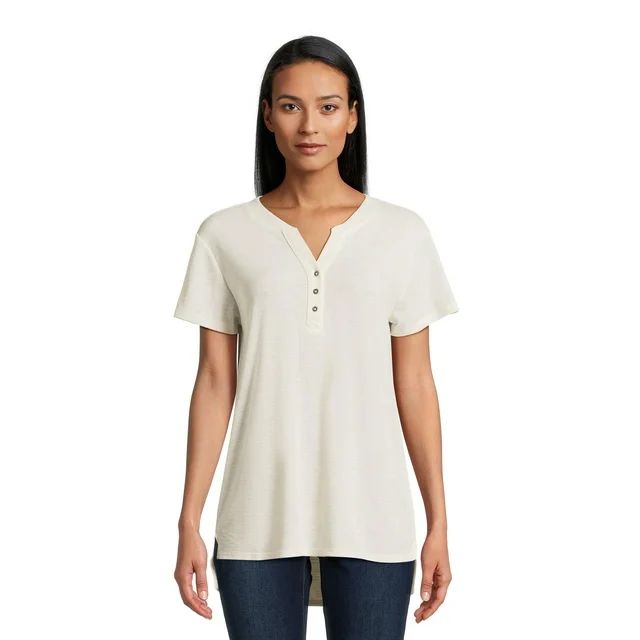 Time and Tru Women's Short Sleeve Henley | Walmart (US)