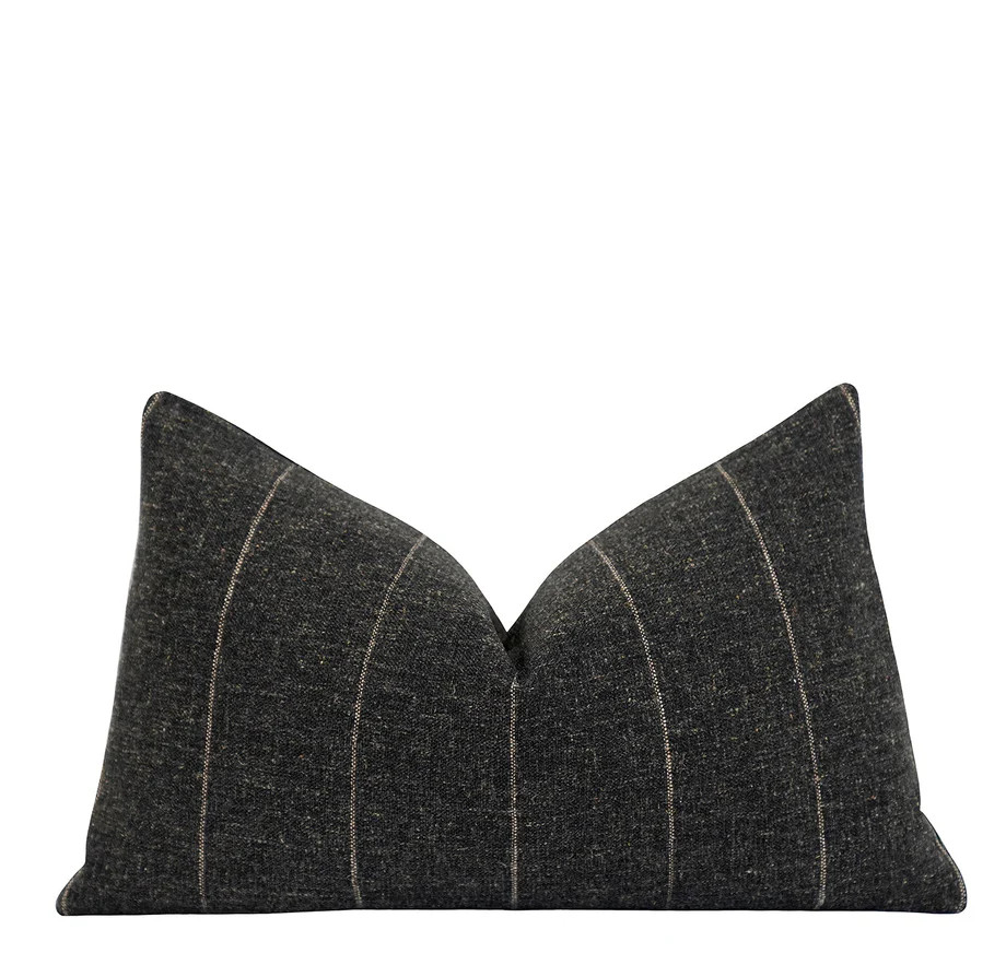 Rockville Charcoal Woven Stripe Pillow | Land of Pillows