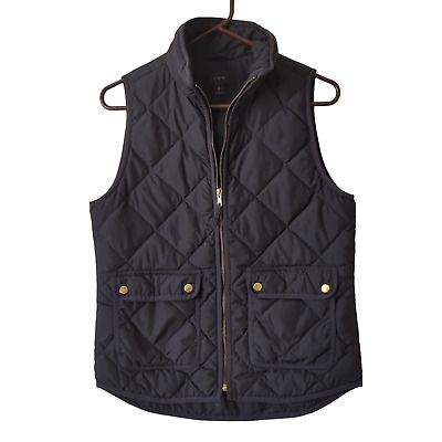 J.Crew Excursion Quilted Vest Black Womens XS Down Feathers Puffer Meghan Markle  | eBay | eBay US