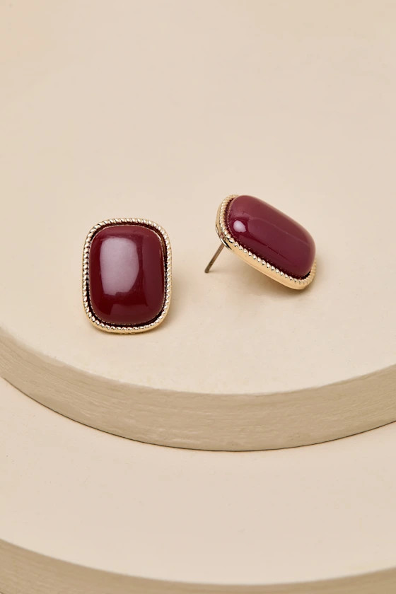 Hawthorne Burgundy Statement Stud Earrings | Lulus