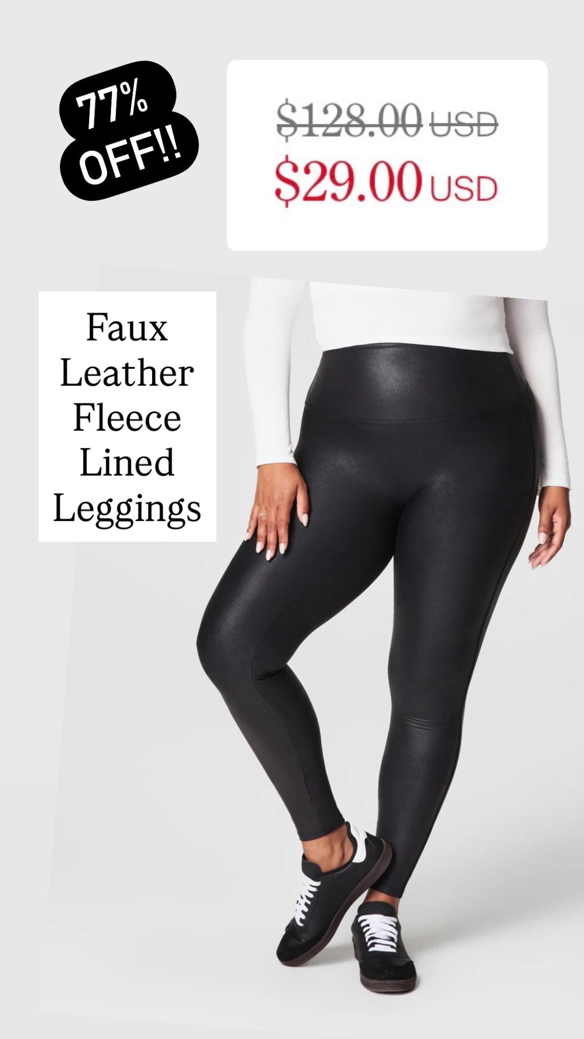 Spanx faux leather fleece lined leggings on major sale 77% off!! Now under $30!!!

#LTKFindsUnder50 #LTKSaleAlert