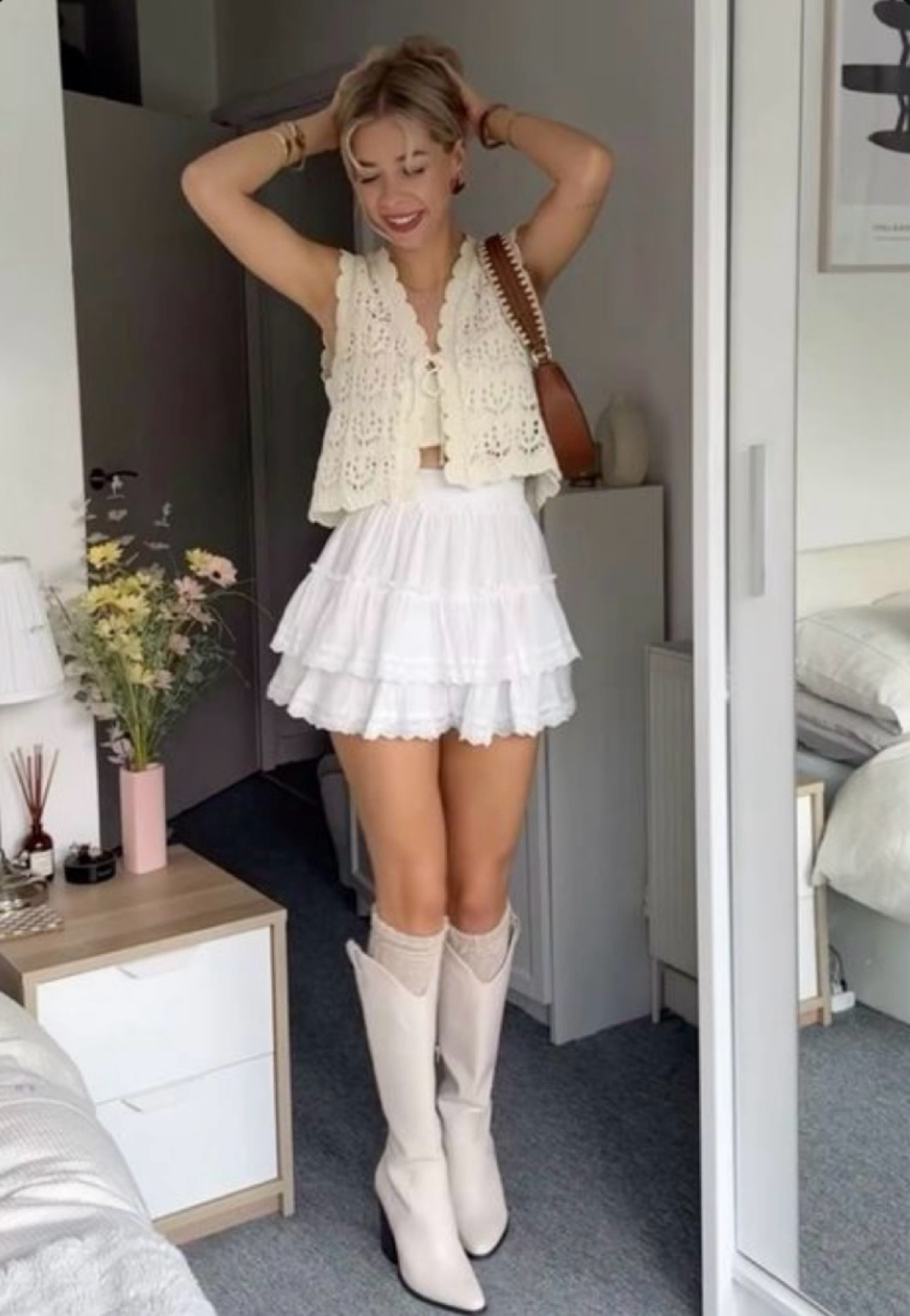 White skirt; fluffy skirt, skirt, fall outfit, concert outfit, ootd, outfit ideas, school outfit , wedding outfit, dress, vest, top, white top, cowgirl boots, knee high boots, boots, socks , jewelry, purse, bag, orchard outfit, fall festival outfit, winter outfit, summer outfit, cute outfits, party outfit, shoes, 

#LTKGiftGuide #LTKShoeCrush #LTKItBag