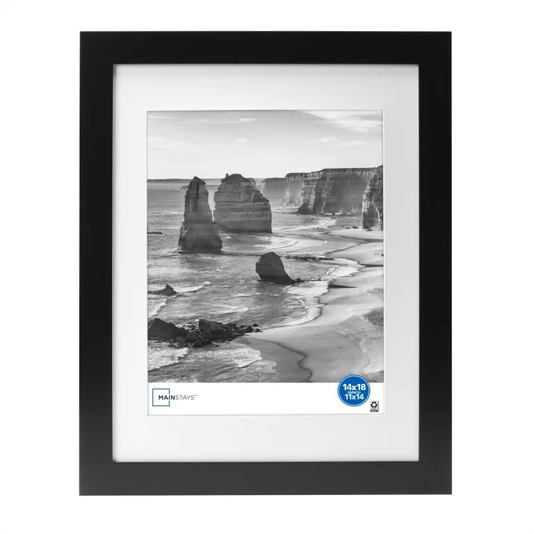 Mainstays 14x18 Matted to 11x 14 Flat Wide Black Gallery Wall Picture Frame - Walmart.com | Walmart (US)