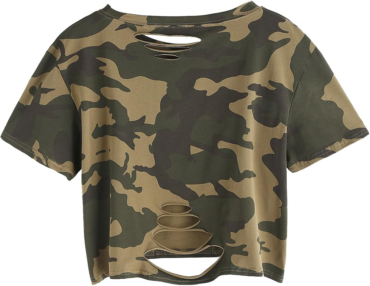 SweatyRocks Women's Summer Short Sleeve T Shirts Distressed Ripped Crop Tops | Amazon (US)