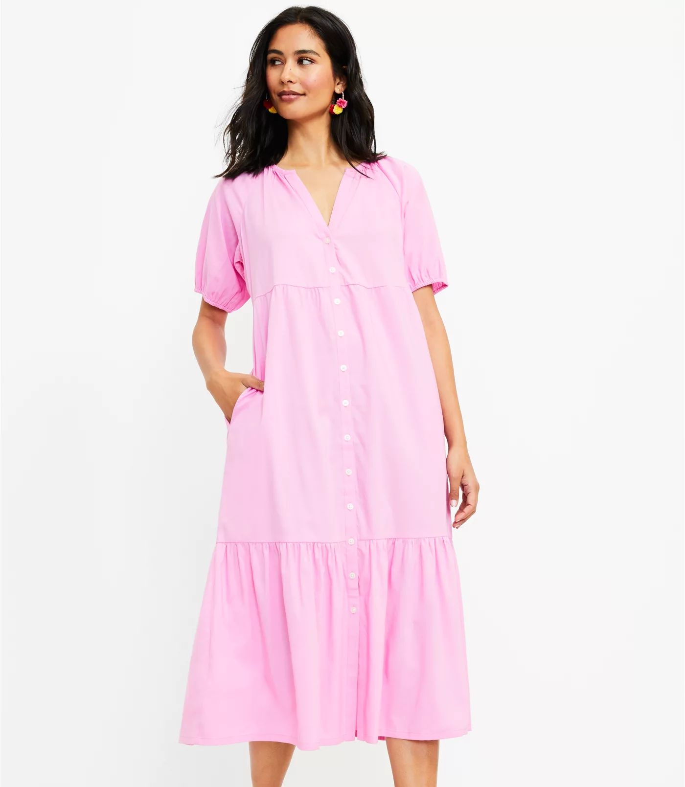 Tiered Pocket Shirtdress | LOFT