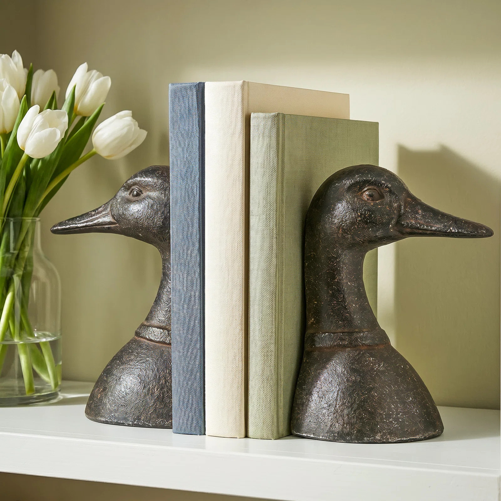 Decorative Cast Iron Duck Head Bookends (Set of 2) | Birch Lane