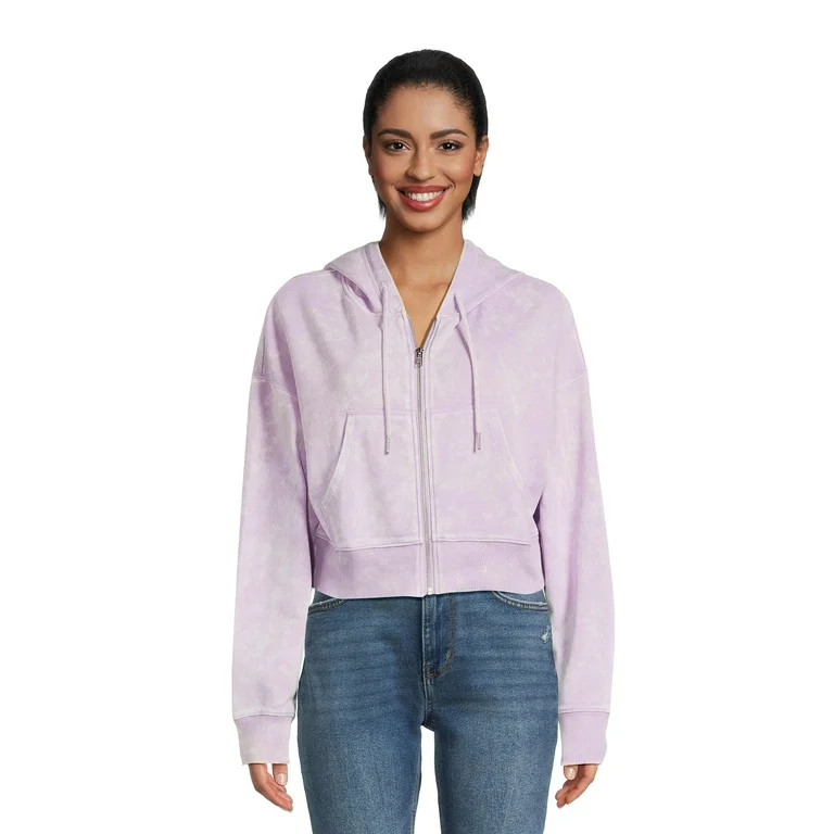 No Boundaries Juniors' Mineral Wash Zip Up Hoodie, Sizes XS-XXXL | Walmart (US)