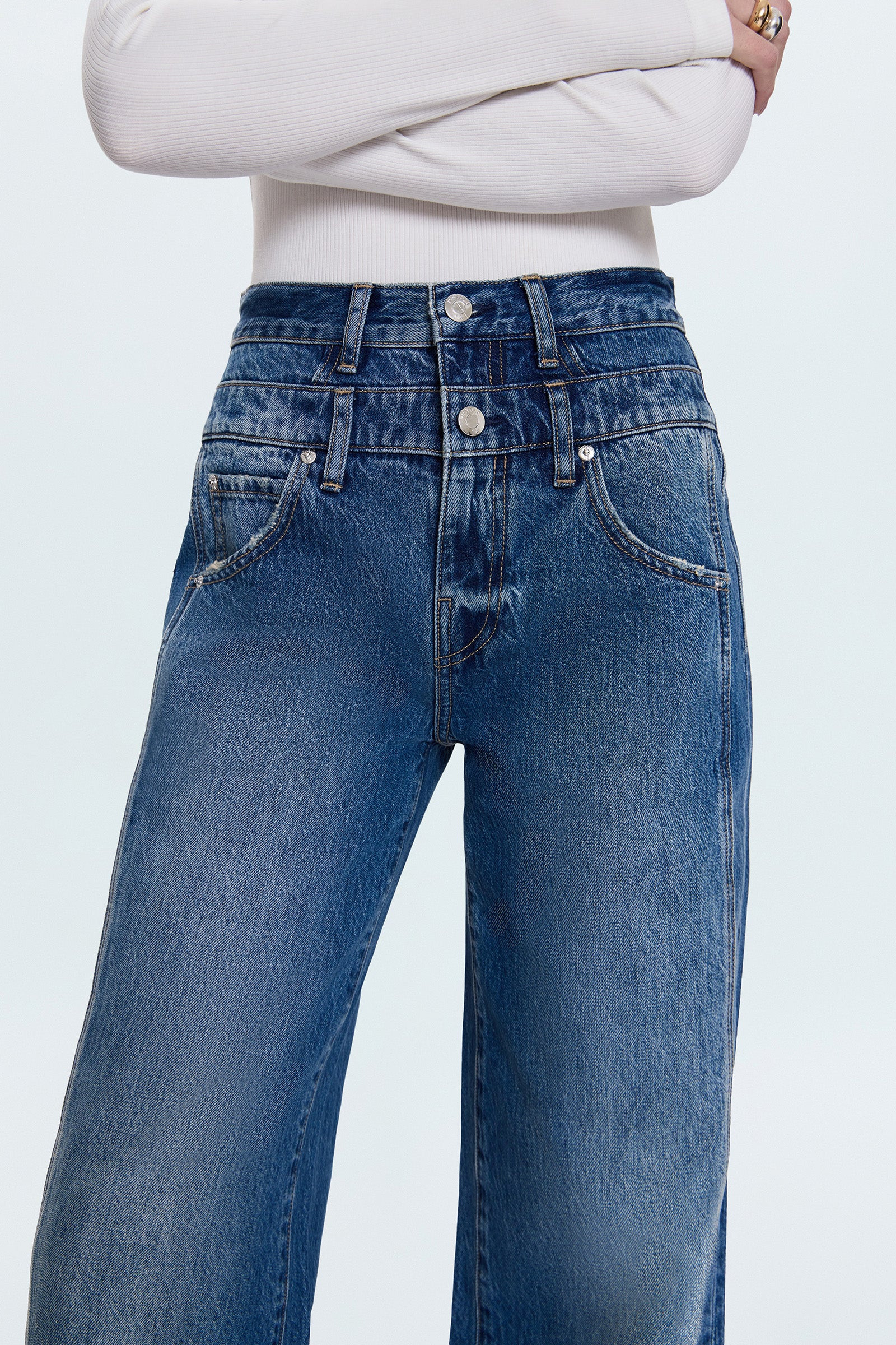Caleb High Rise Stacked Waist Jean - Echo | Pistola Denim
