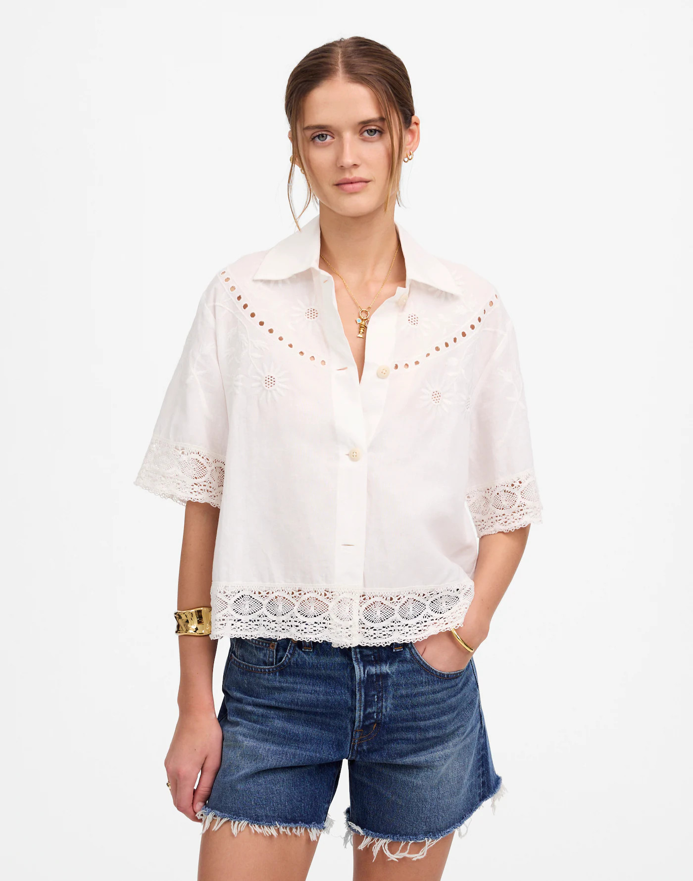 Embroidered Lace Button-Up Shirt | Madewell | Madewell
