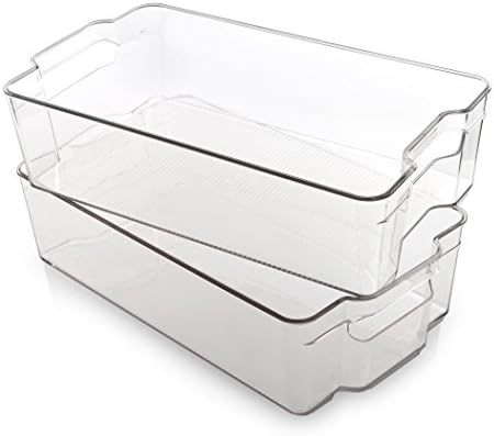 BINO Stackable Plastic Organizer Storage Bins, X-Large - 2 Pack - Pantry Organization and Storage... | Amazon (US)