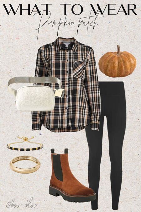 Fall outfit idea! Wear a Flannel, leggings and boots to the pumpkin patch! 
Walmart flannel, size up
#falloutfits 

#LTKSeasonal #LTKsalealert #LTKfindsunder50