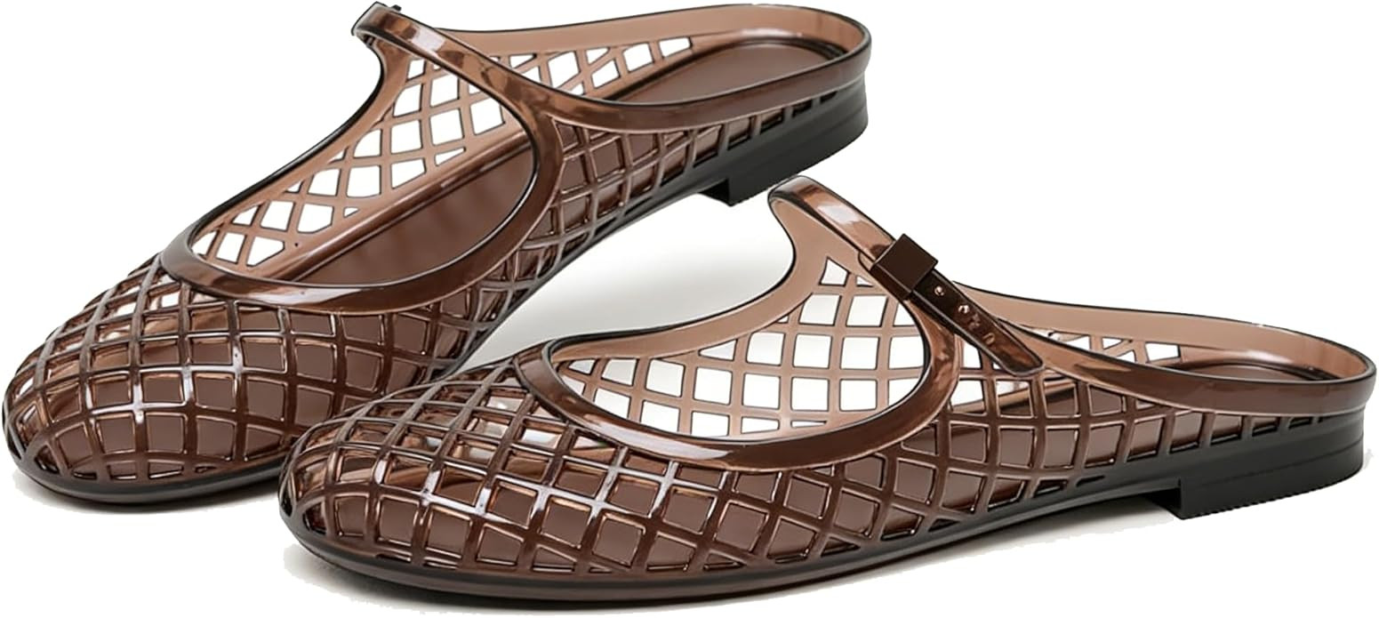 ClassicSter Jelly Mary Janes for Women Mesh Flats Clear Jellies Slide Closed Toe Slip On Mules Be... | Amazon (US)