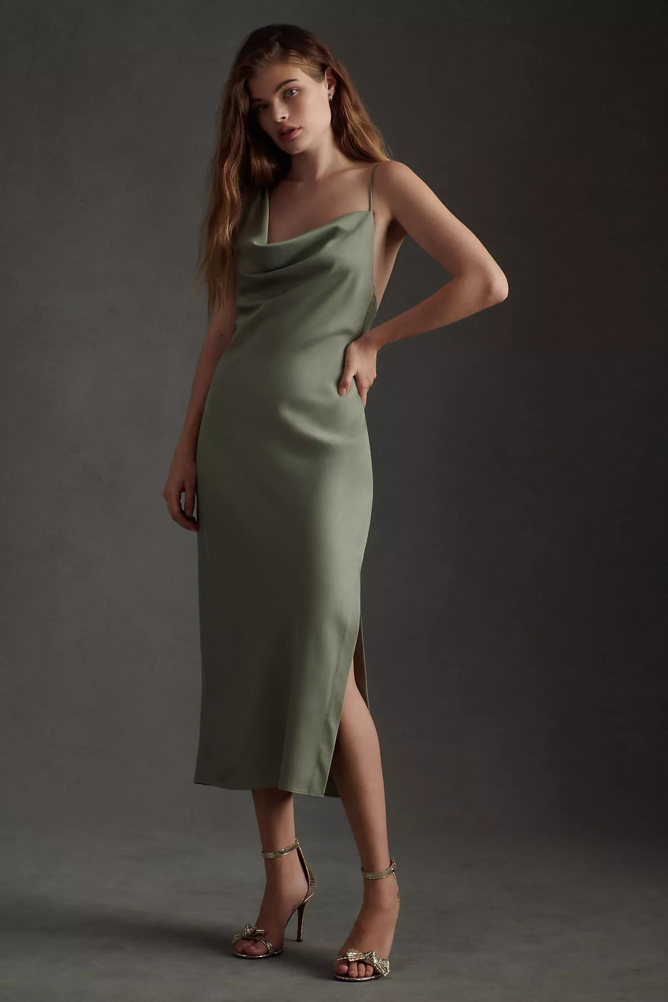 BHLDN August Satin Charmeuse Midi Dress | Anthropologie (US)