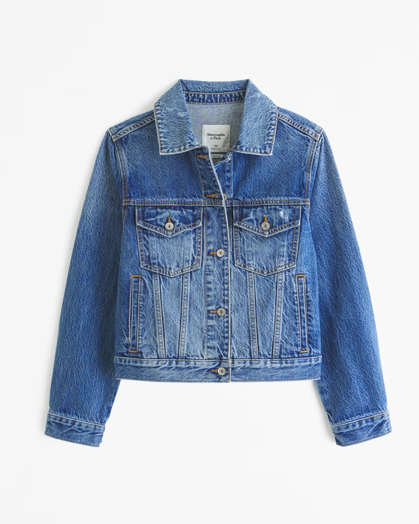 Women's Classic Denim Trucker Jacket | Women's Coats & Jackets | Abercrombie.com | Abercrombie & Fitch (US)