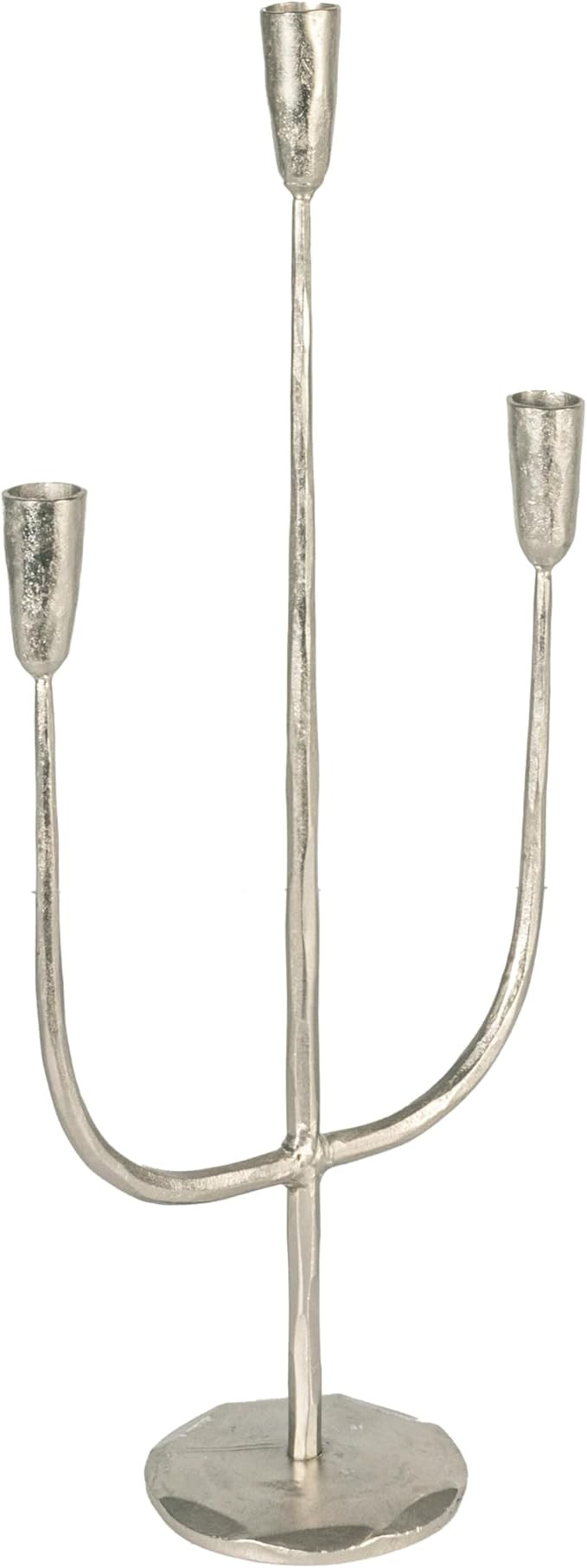 Creative Co-Op Tall Artisanal Metal Candelabra, Silver | Amazon (US)