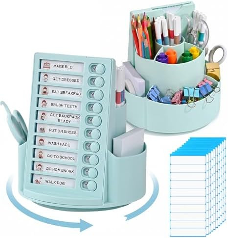 360 Rotating Pencil Holder with To Do List for Kids, Desk Organizer Checklist Routine Chart with ... | Amazon (US)