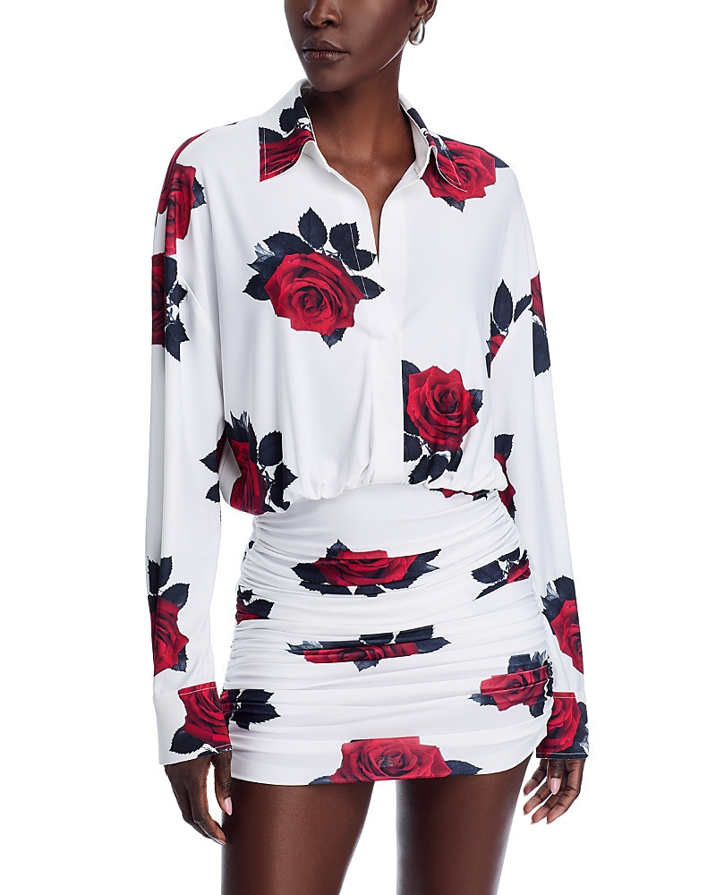 Norma Kamali Floral Shirred Bottom Mini Dress | Bloomingdale's (US)
