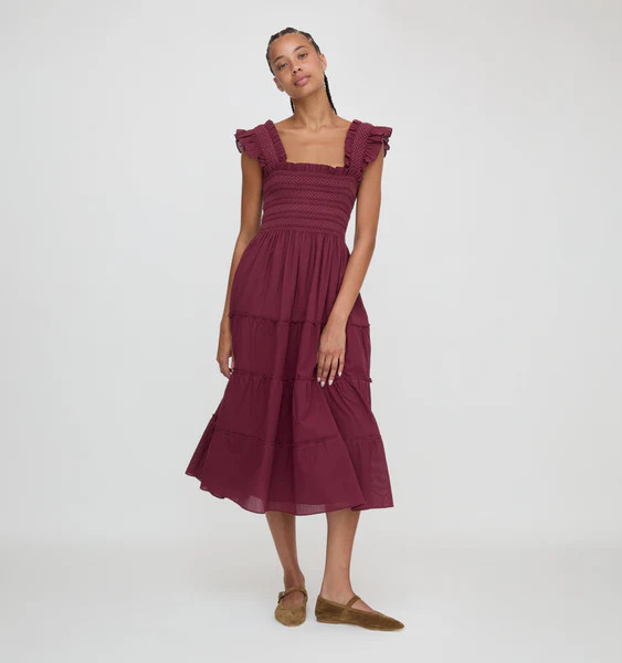 The Ellie Nap Dress - Burgundy Shadow Stripe | Hill House Home US