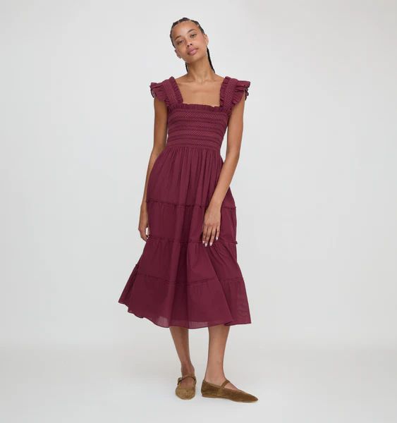 The Ellie Nap Dress - Burgundy Shadow Stripe | Hill House Home