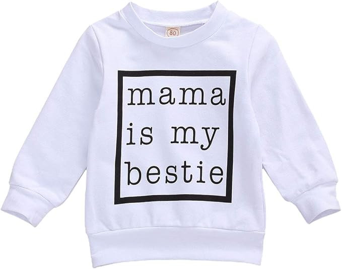Baby Girls Mama is My Bestie Print Sweater Long Sleeve Shirts Pullover Top Fall Winter Clothes | Amazon (US)