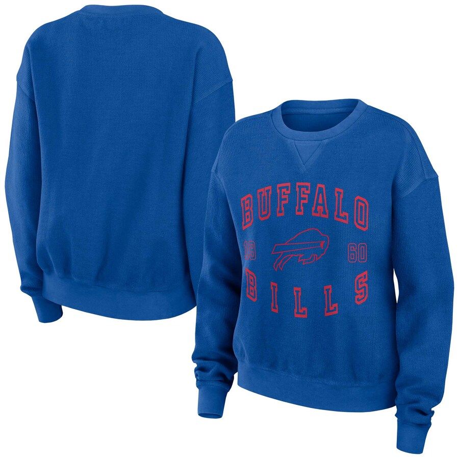 Women's Buffalo Bills WEAR by Erin Andrews Royal Vintage Corduroy Pullover Sweatshirt | NFL Shop