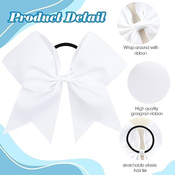 CN 30PCS 8" Large Cheer Bows, Cheerleading Bows Ponytail Holder for Girls, Grosgrain Ribbon White... | Amazon (US)