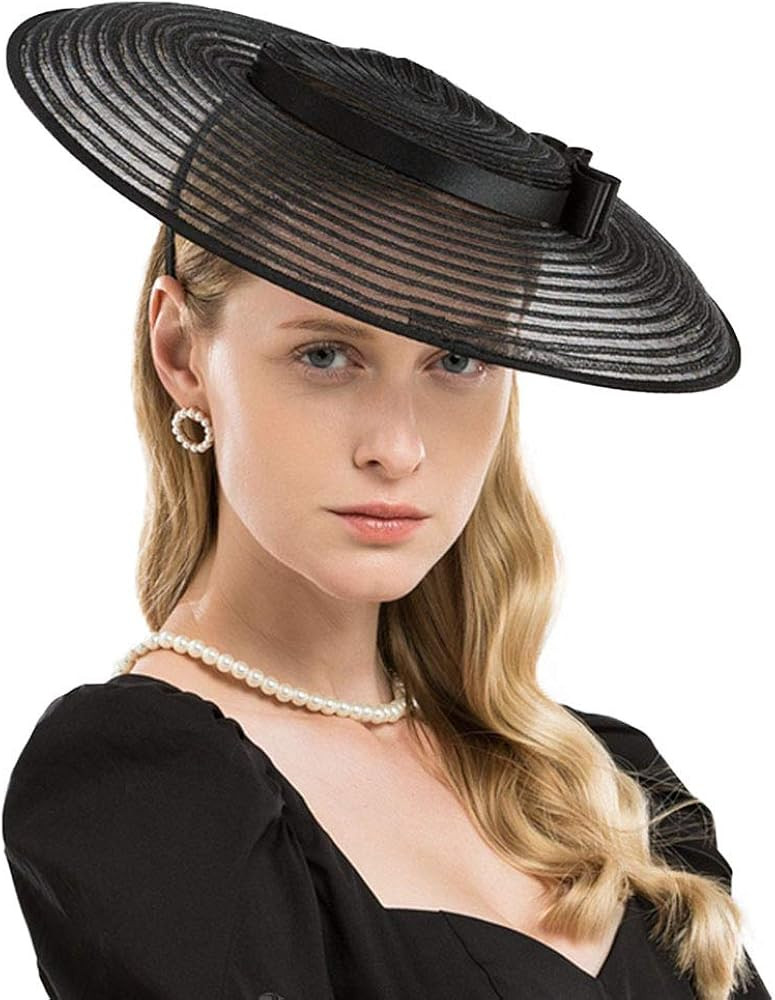 F FADVES Fascinators for Women Elegant Wide Brim Tea Party Church Wedding Hat | Amazon (US)
