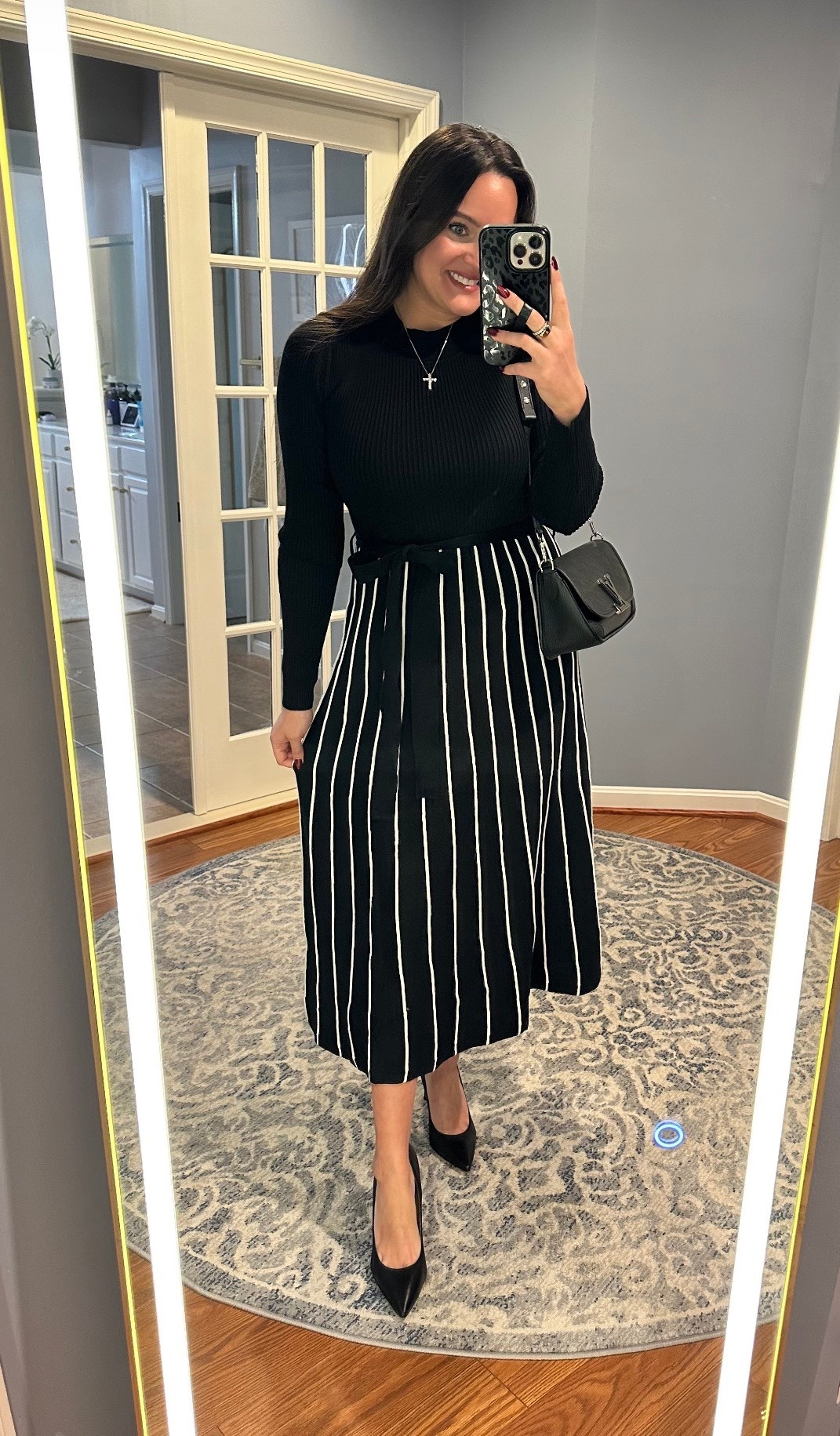 a great work or church sweater dress 🖤
stretchy and so comfy!
I took my normal size medium  

#LTKSeasonal #LTKWorkwear