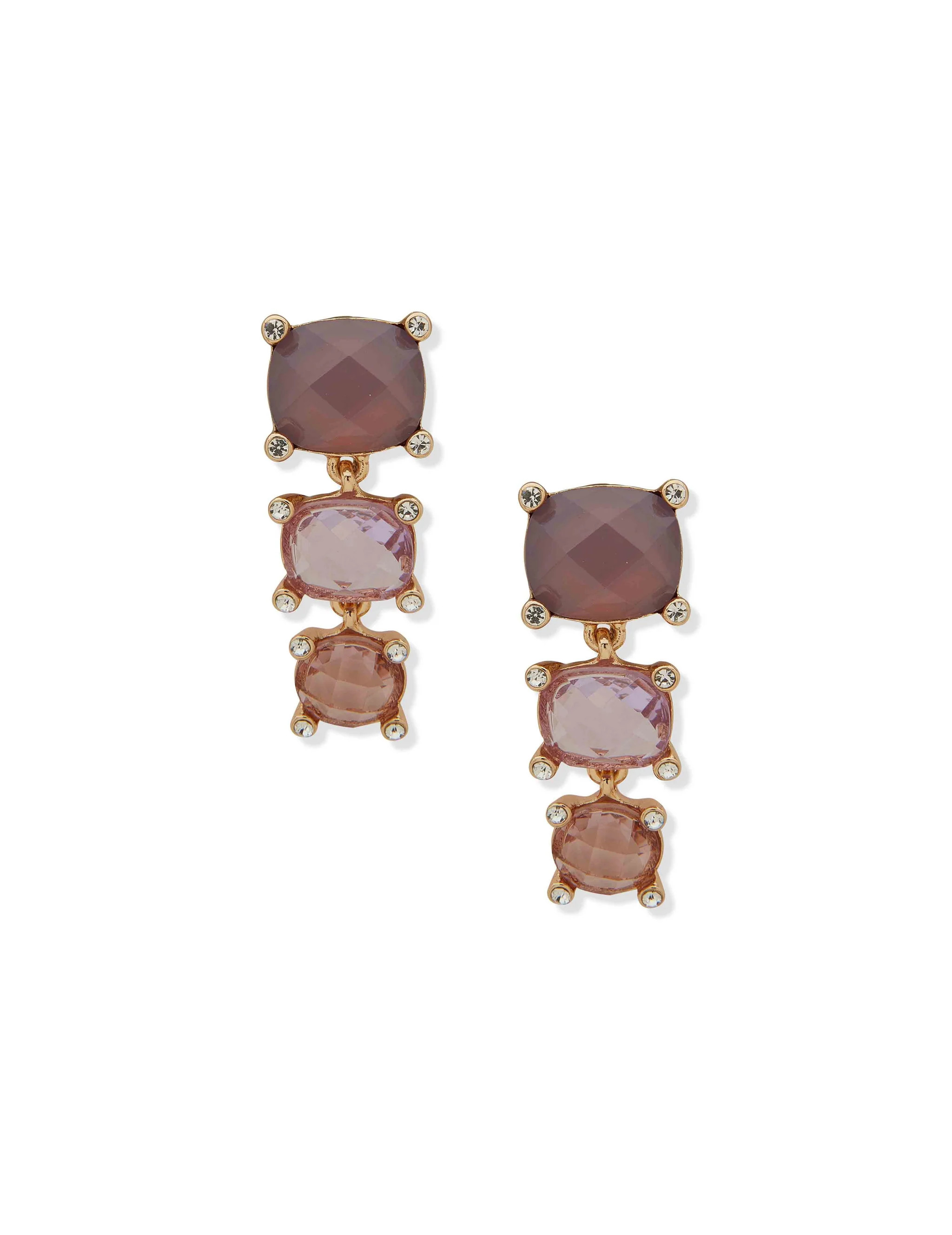 Stationed Linear Clipped Earring - Purple | Anne Klein