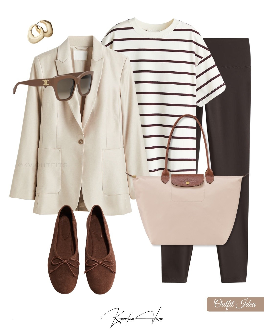 Chic & Comfy 🤎

Tags: neutral blazer h&m striped t-shirt brown leggings brown suede ballet pumps longchamp large le pliage tote bag celine triomphe sunglasses hoop earrings &otherstories airport outfit travel outfit casual style casualwear comfy chic 

#LTKstyletip #LTKsummer #LTKtravel