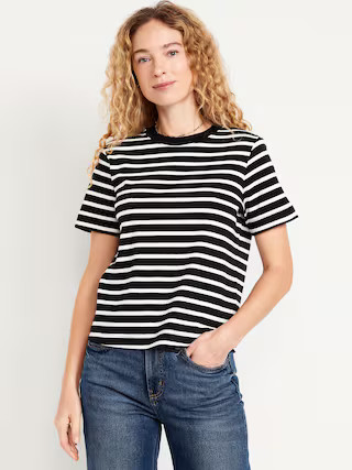 Heavyweight Striped Crew-Neck T-Shirt | Old Navy (US)