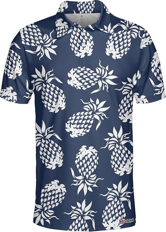 HIVICHI Golf Shirts for Men Funny Golf Polos for Men Tropical Polo Hawaiian Golf Polo Shirts | Amazon (US)