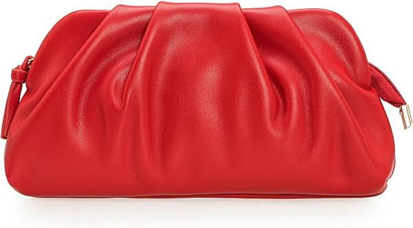 Chic Soft Vegan Leather Clutch Bag Dressy Pleated PU Evening Purse for Women | Amazon (US)
