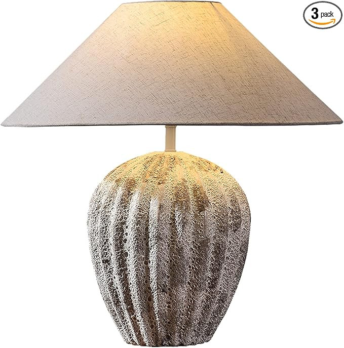 PSXPSXO Rustic Southwestern Jug Table Lamp 18.8'' Tall White Clay Pot Ceramic Table Lamp Tapered ... | Amazon (US)