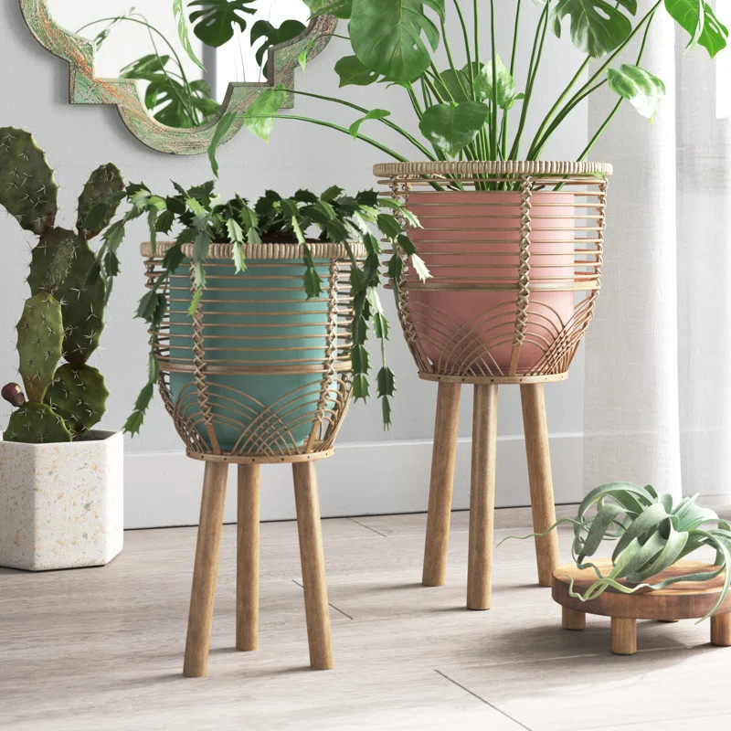 Abrahams 2 - Piece Wicker/Rattan Pot Planter Set | Wayfair North America