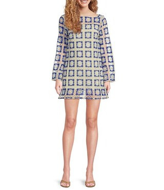 Twiggy Square Neck Long Sleeve Crochet Lace Dress | Dillard's