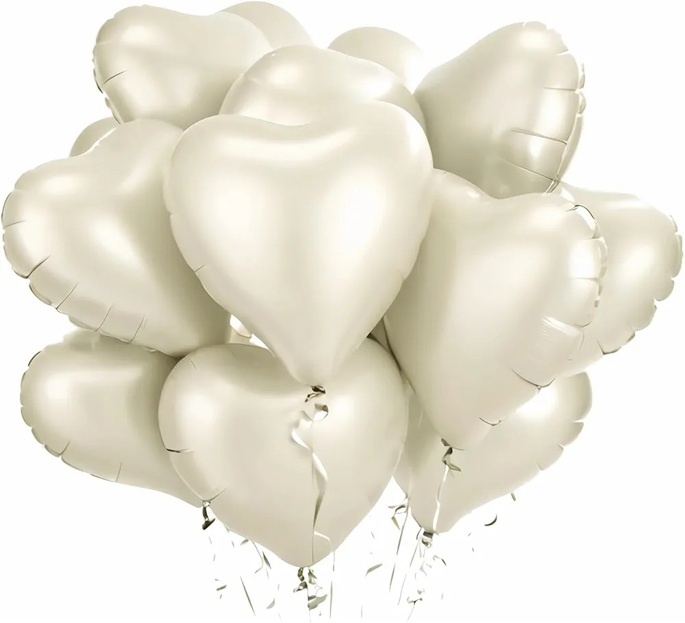 Globos de corazón color crema, 12 globos de aluminio en forma de corazón crema, globos de alumi... | Amazon (US)