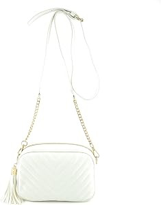 Simple Shoulder Crossbody Bag With Metal Chain Strap And Tassel Top Zipper | Amazon (US)